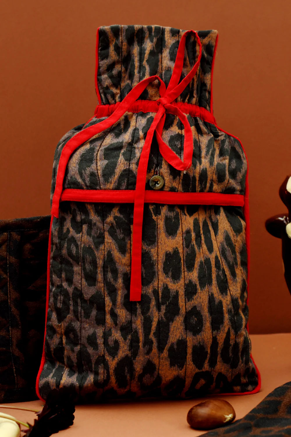 Dark Leopard Hot Water Bottle Cover