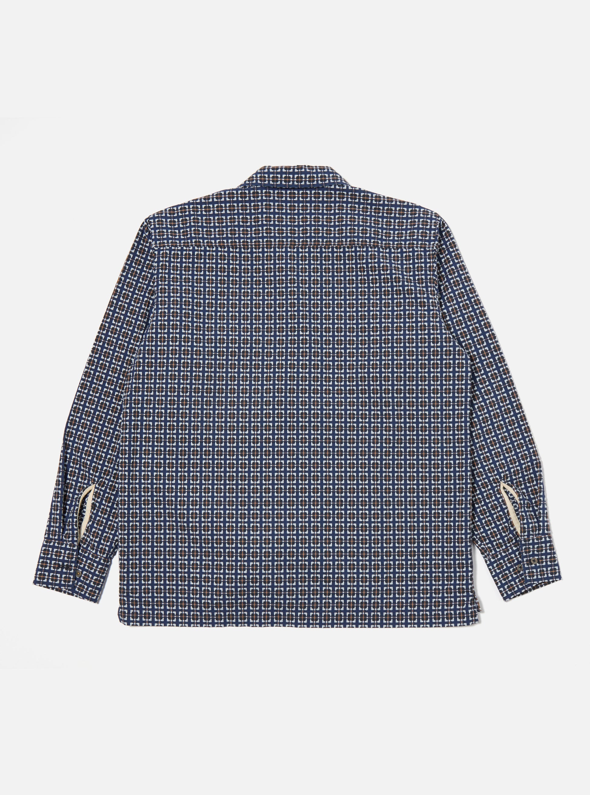 Navy Oscar Cotton Long Sleeve Camp Shirt
