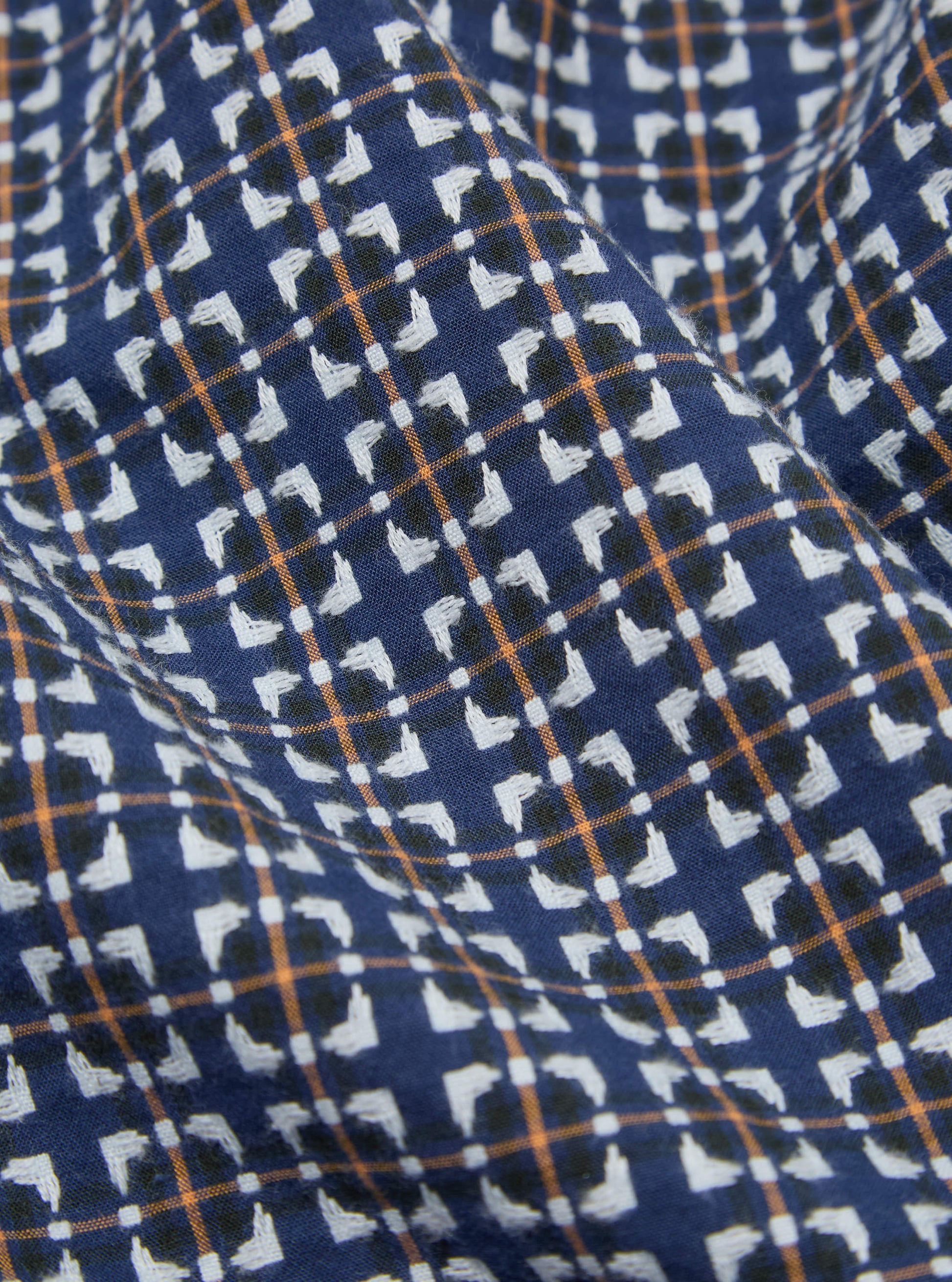 Navy Oscar Cotton Long Sleeve Camp Shirt