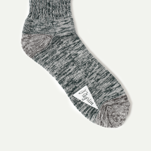 Green Ribbed Crew Sock