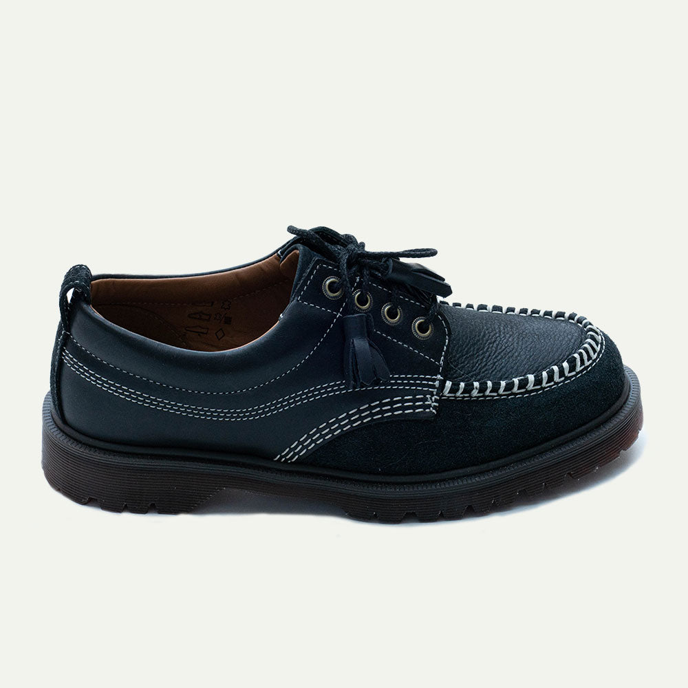 Black Lowell Moc Toe Shoe