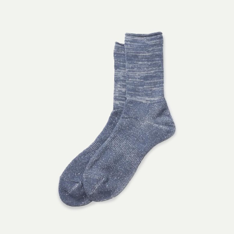 Slate Blue Marl Washi Pile Crew Sock