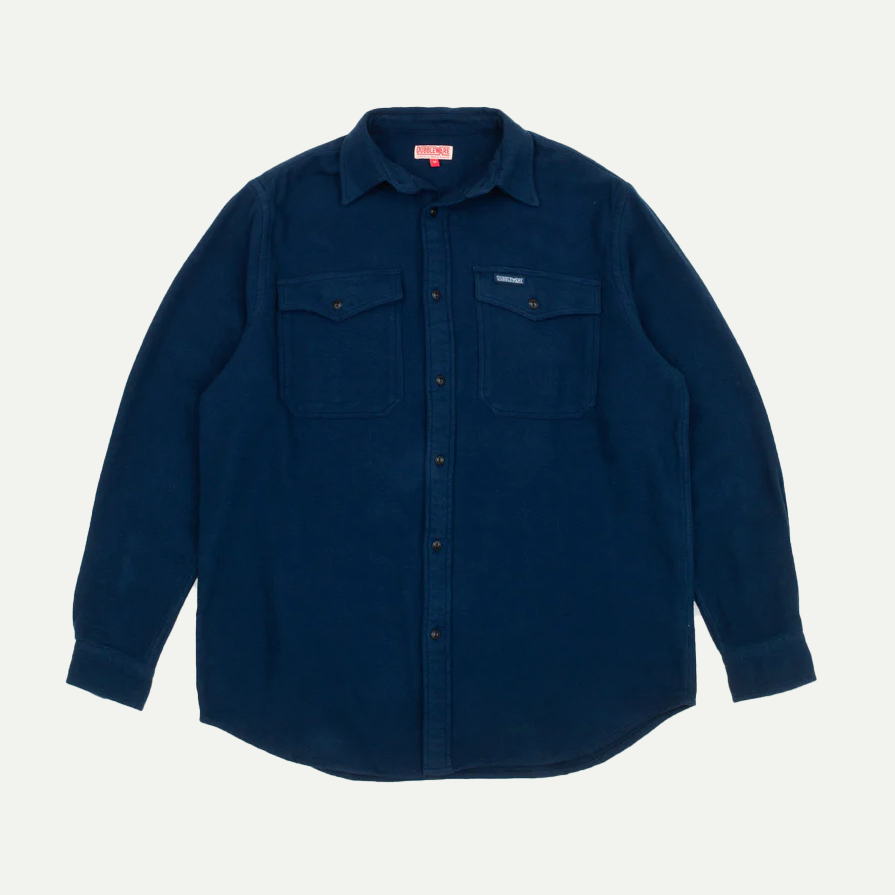 Navy Notched Pocket Flannel Overshirt