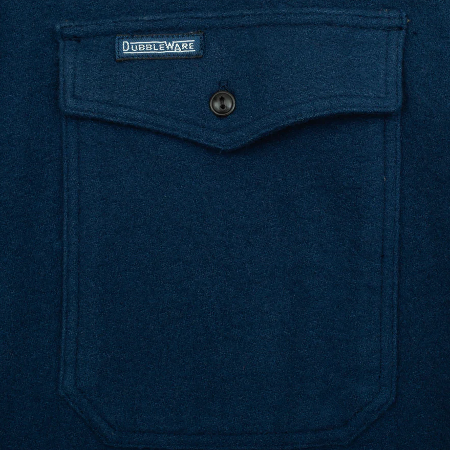 Navy Notched Pocket Flannel Overshirt