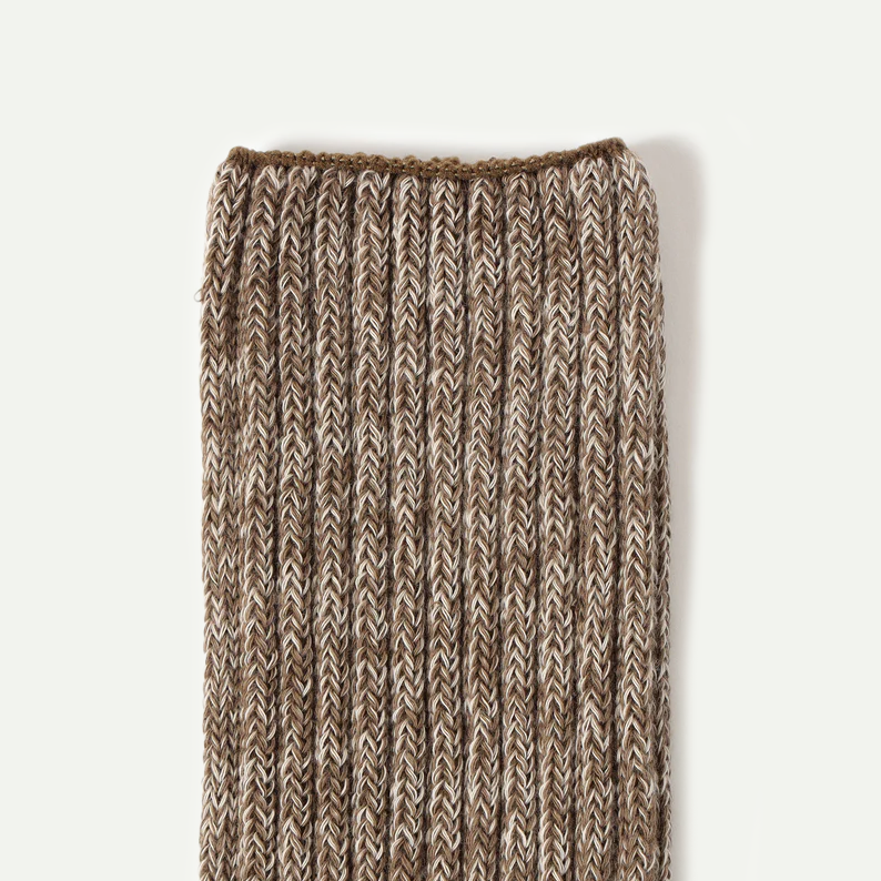 Brown Ribbed Crew Sock
