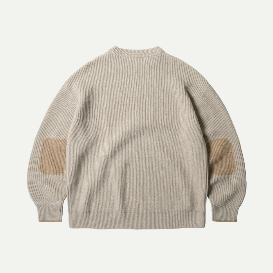 Oatmeal Patch Pullover Knit
