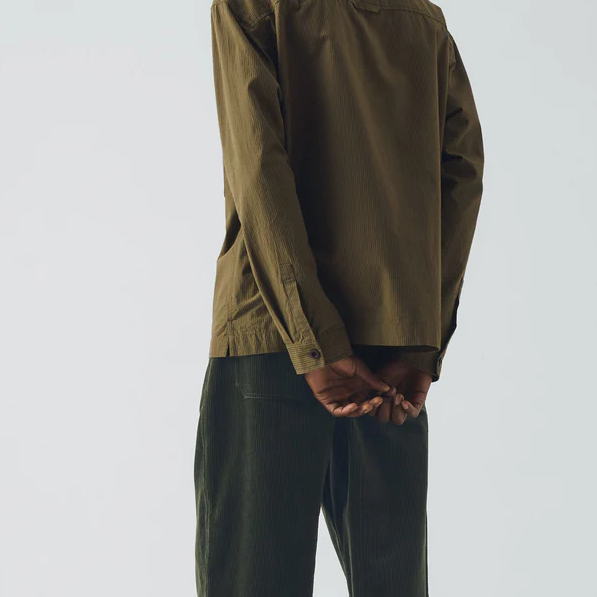 Olive Large Pocket Stripe Popover