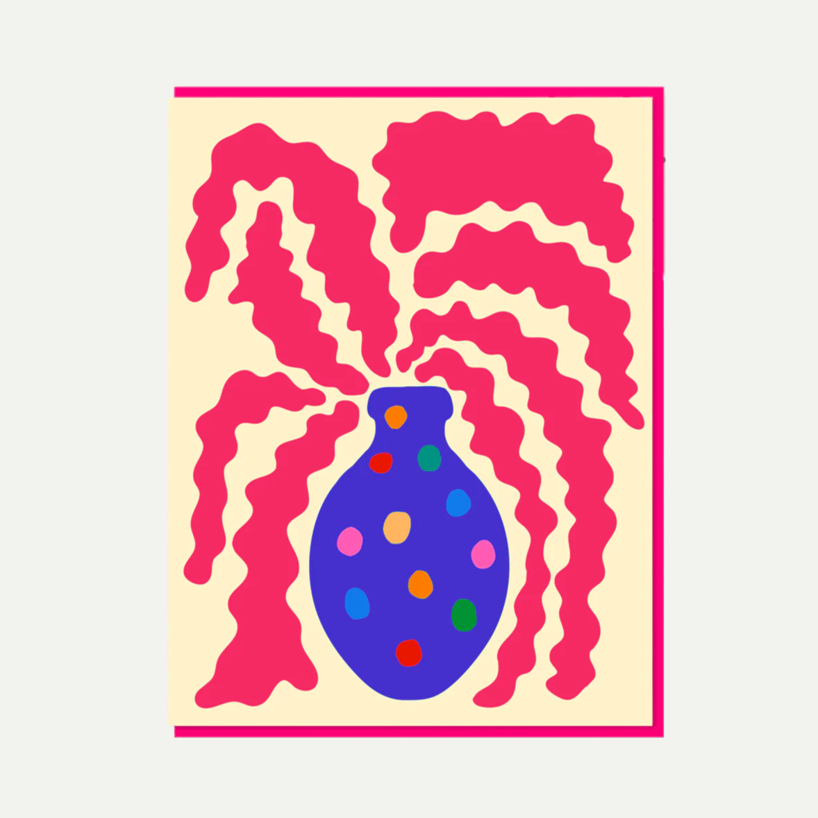 Fishbone Cactus Spotty Vase Greeting Card