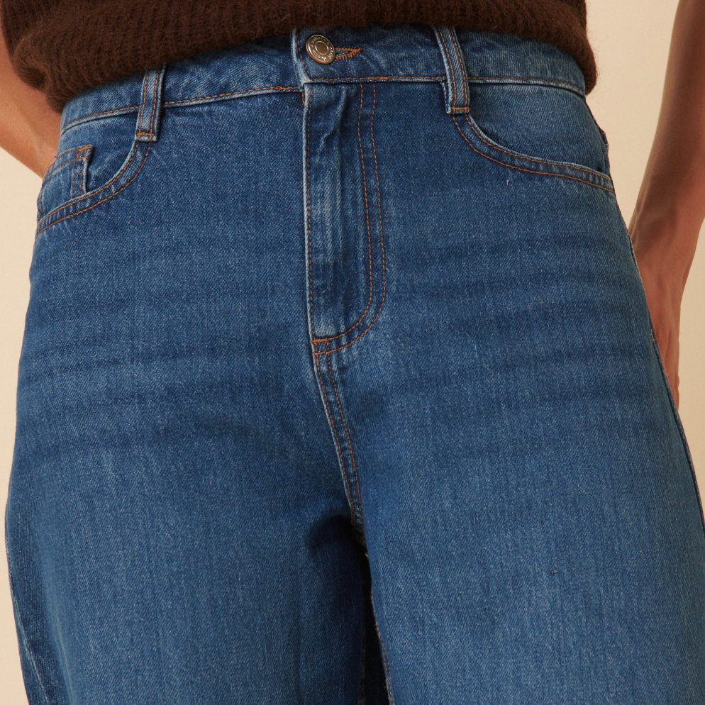 Blue High Rise Putney Barrel Jeans