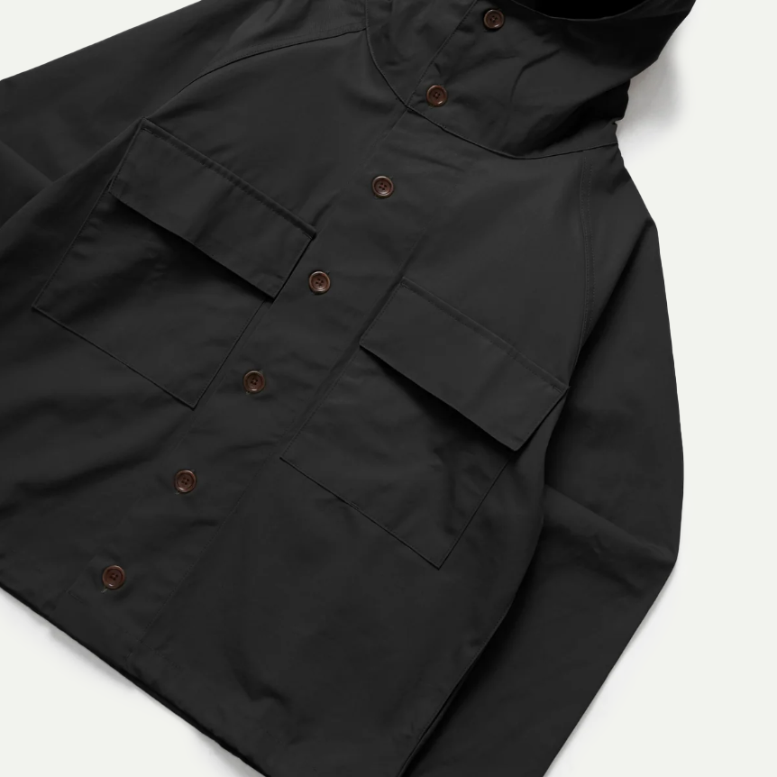 Black Waxed Cotton Allotment Parka