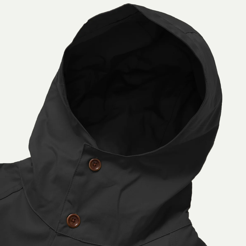 Black Waxed Cotton Allotment Parka