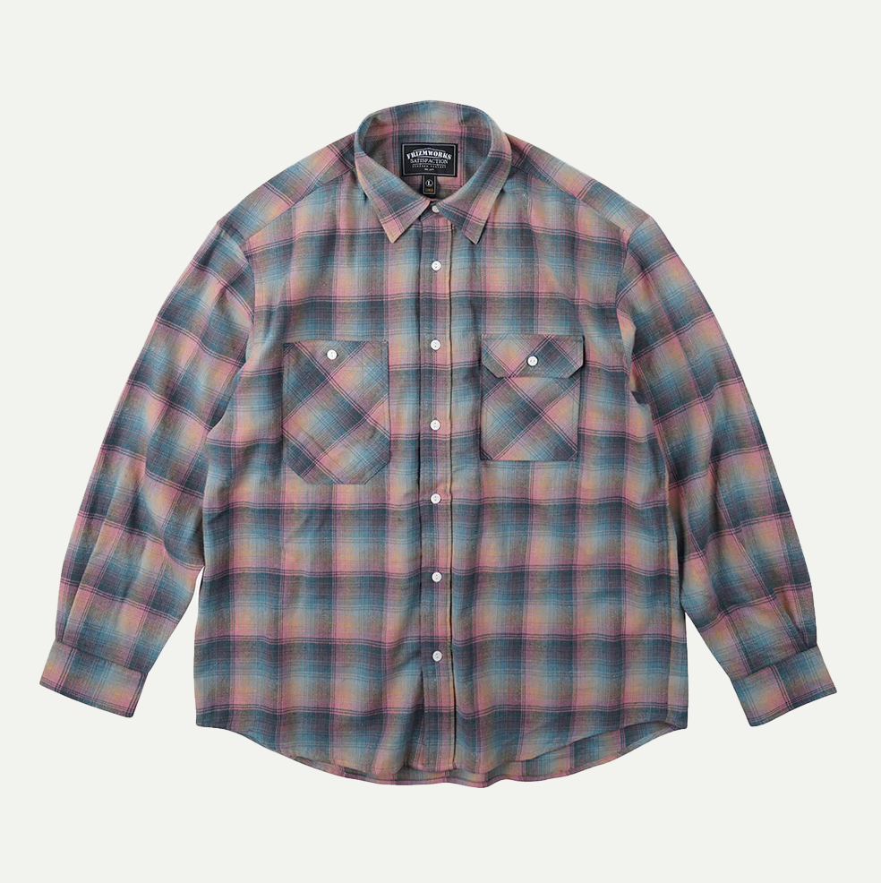 Emerald Pink Flannel Check Work Shirt