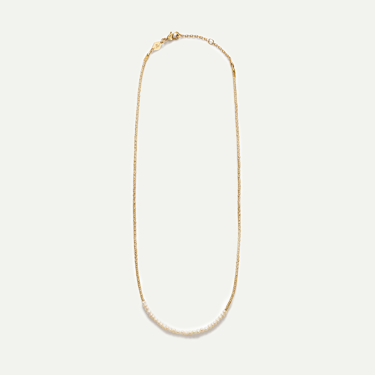 Gold Slim Pearly Necklace