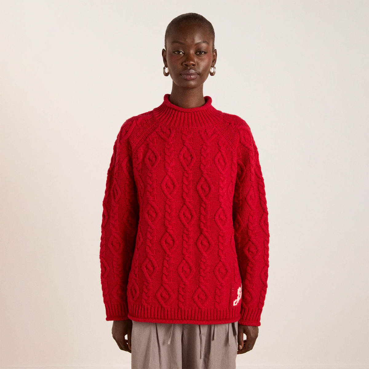 Red Ffion Cable Stitch Interest Jumper