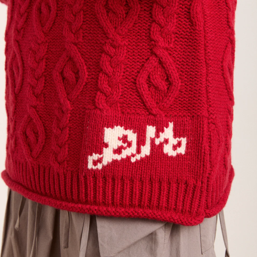 Red Ffion Cable Stitch Interest Jumper