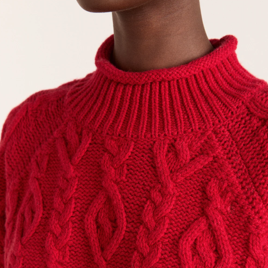 Red Ffion Cable Stitch Interest Jumper
