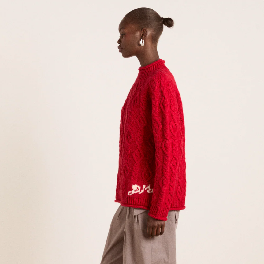 Red Ffion Cable Stitch Interest Jumper