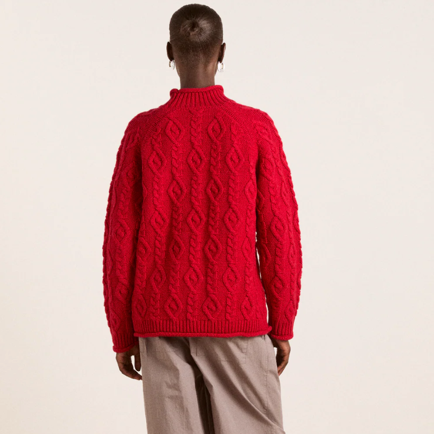 Red Ffion Cable Stitch Interest Jumper