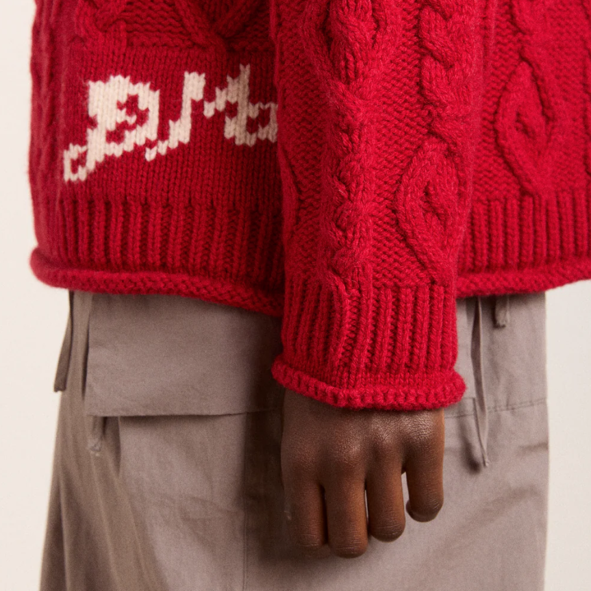 Red Ffion Cable Stitch Interest Jumper