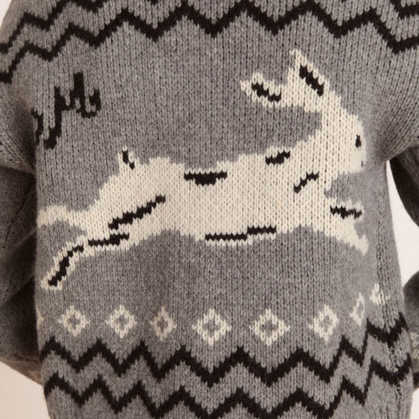 Bunny Intarsia Cecily Collar Cardigan