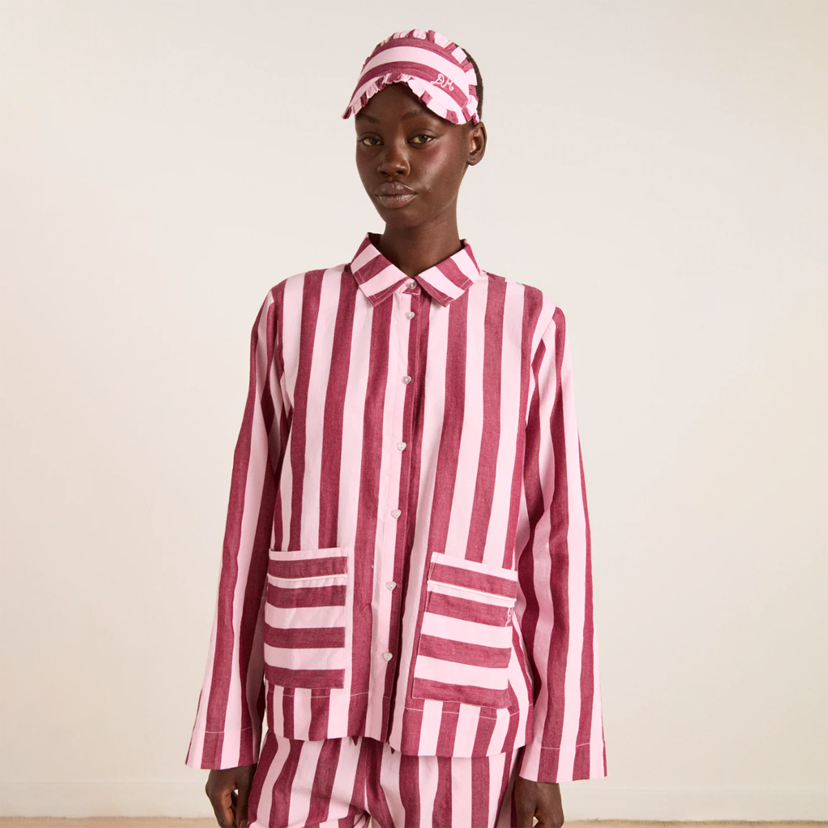 Burgandy/Pink Wide Stripe Florie PJ Set