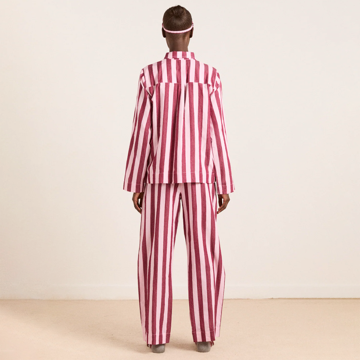 Burgandy/Pink Wide Stripe Florie PJ Set