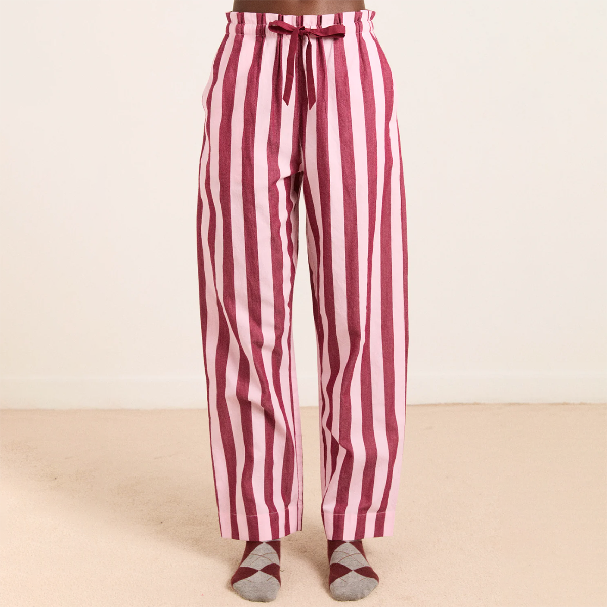 Burgandy/Pink Wide Stripe Florie PJ Set