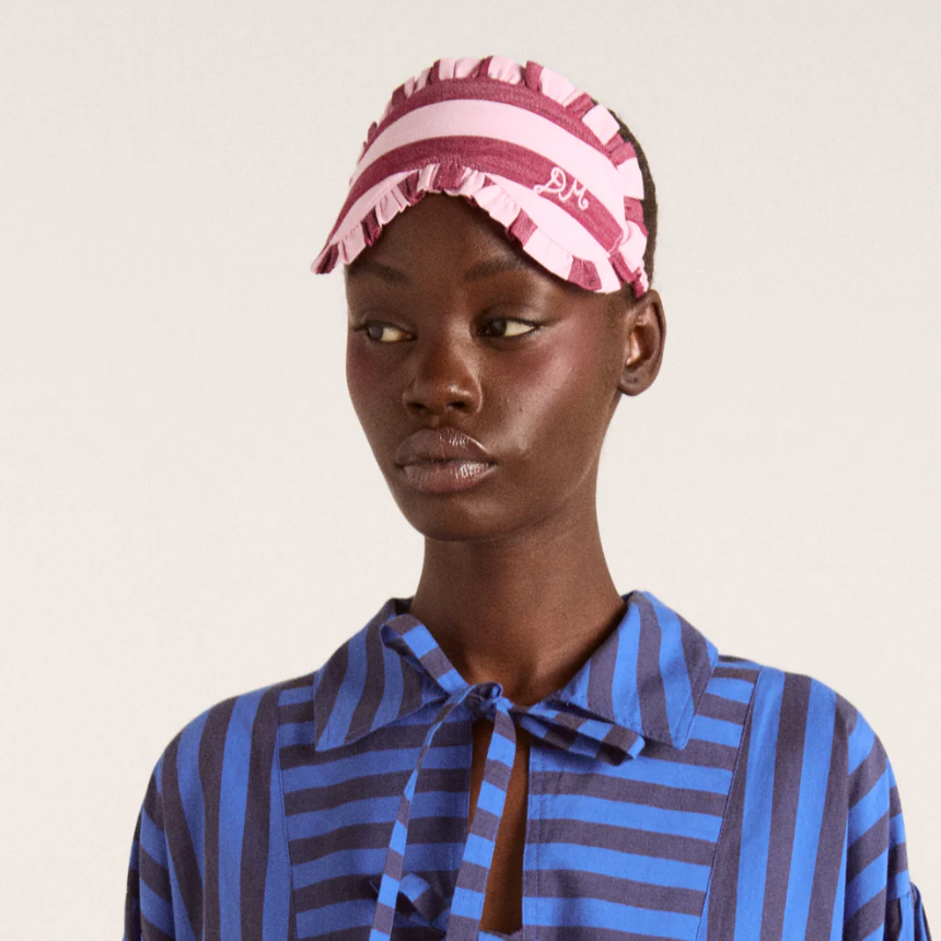 Burgandy/Pink Wide Stripe Eye Mask