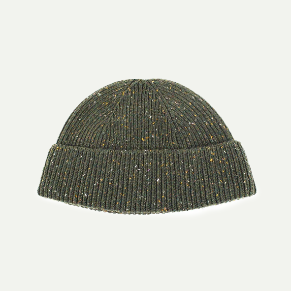 Olive Nep Wool Seamless Beanie