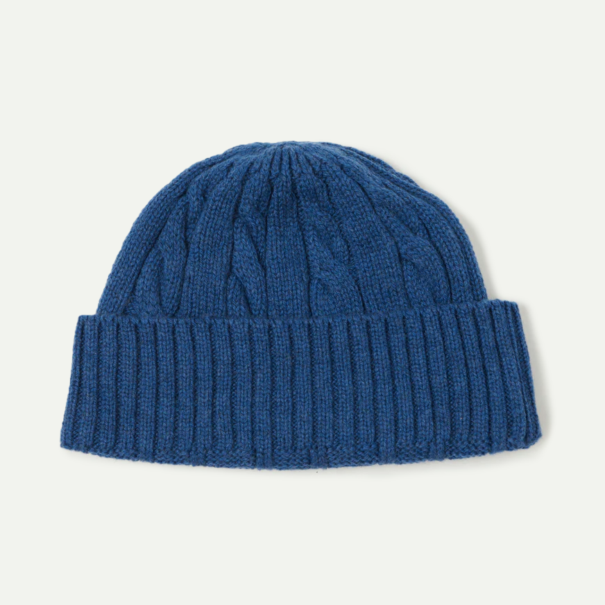 Blue Merino Cable Watch Cap