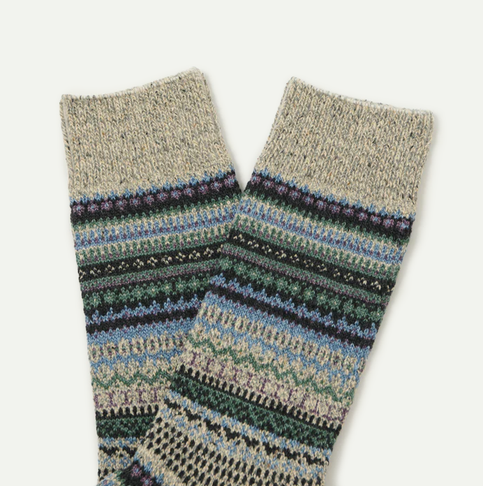 Dark Grey Nordic Pattern Socks