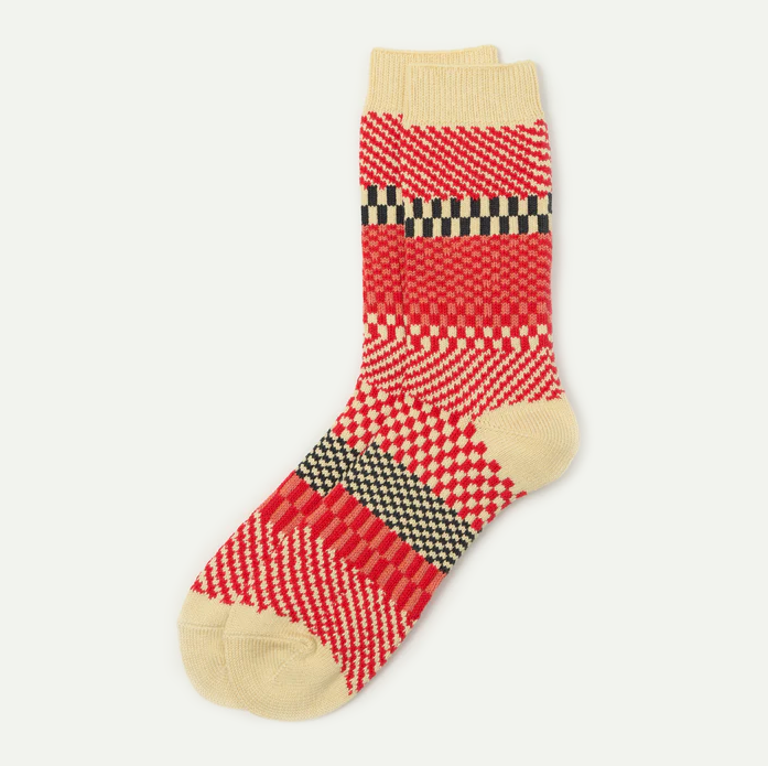 Red Check & Step Socks