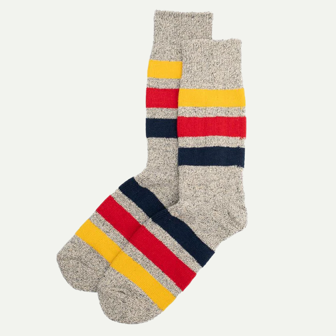 Marl Grey Park Stripe Crew Socks