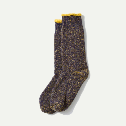 Navy/Yellow Reversible Pile Socks
