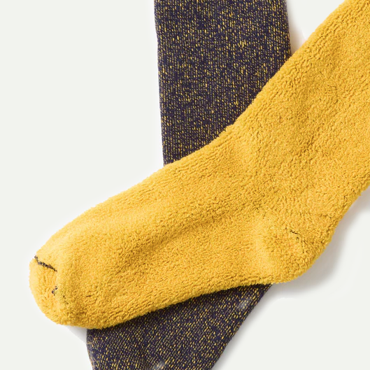Navy/Yellow Reversible Pile Socks