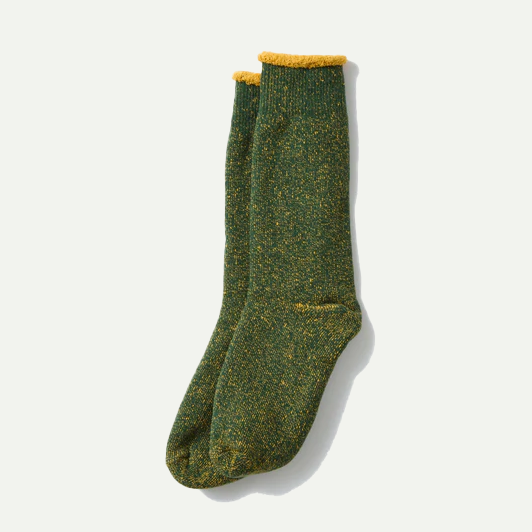 Ivy Green/Dark Yellow Reversible Pile Socks