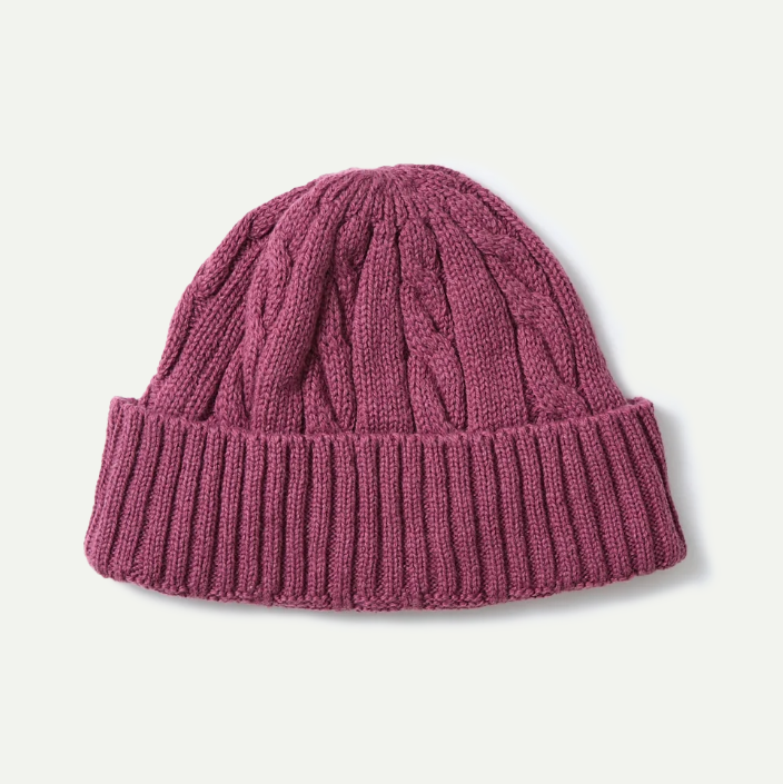 Plum Merino Cable Watch Cap