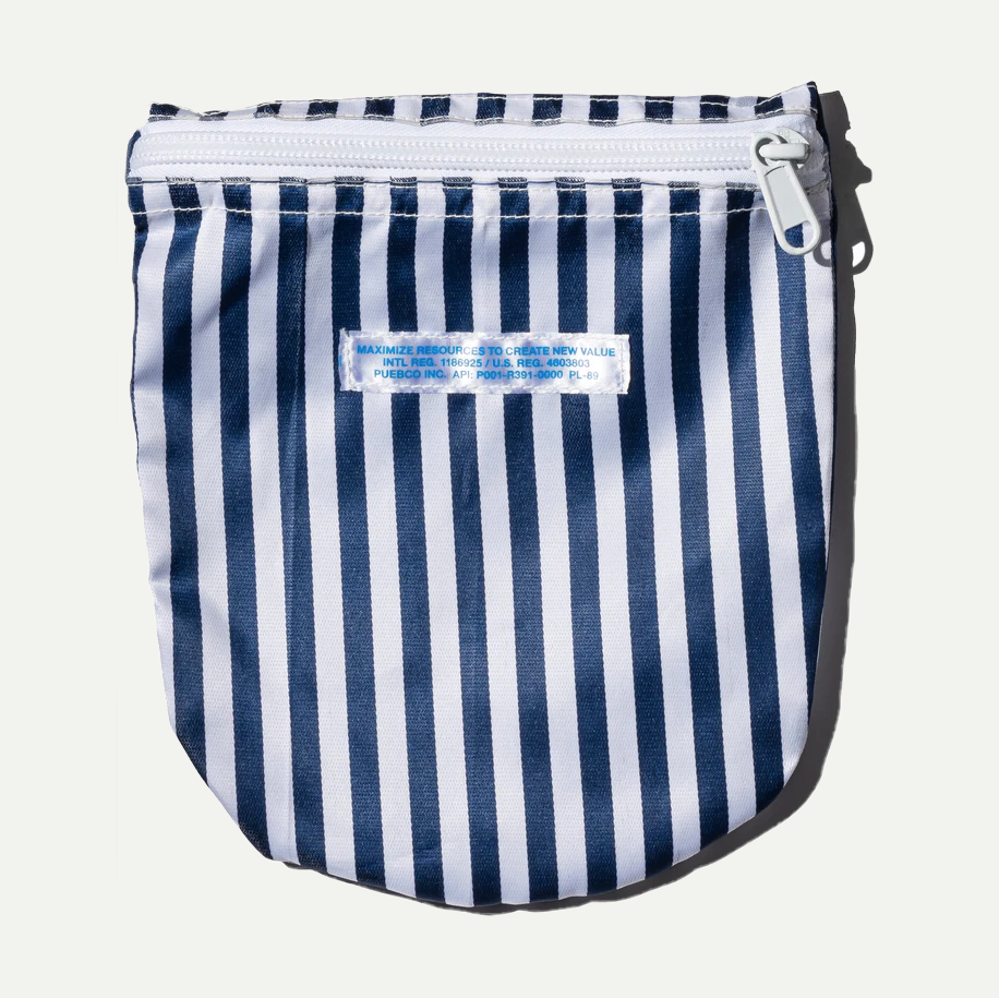 Navy Blue/White Tie Semicircle Pouch