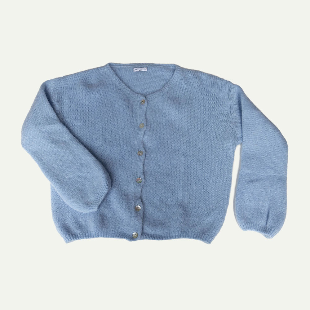 Pale Blue Long Sleeve Mohair Cardigan