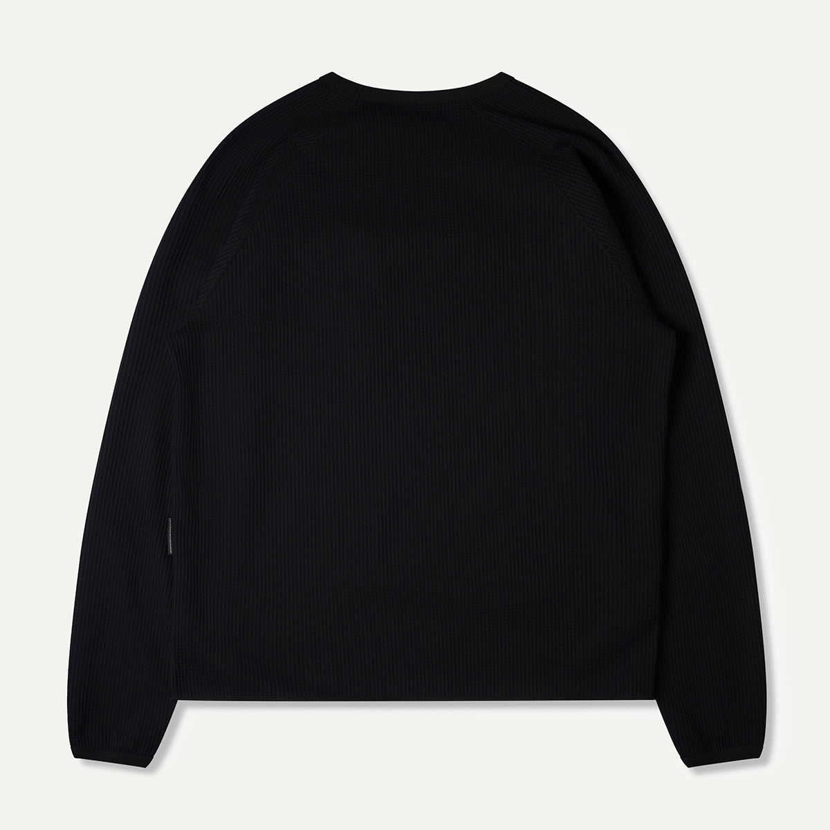 Black Long Sleeve Waffle Knit Jersey