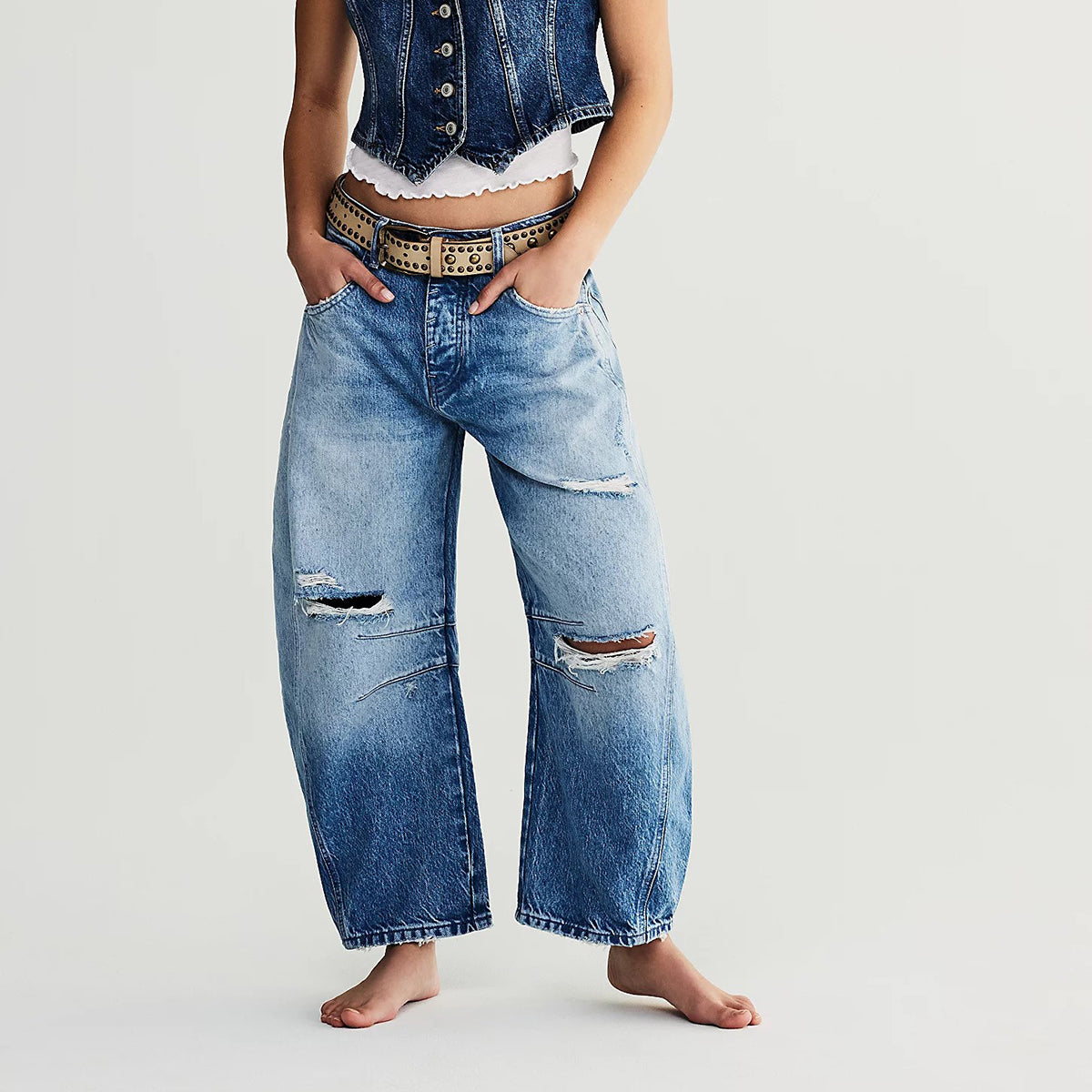 Barnyard Blue Good Luck Barrel Jean