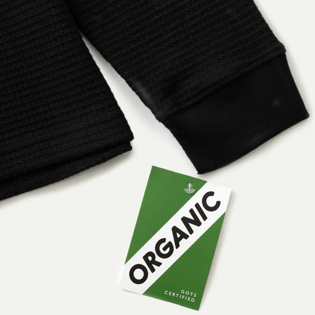 Black Thermal Waffle Long Sleeve T-Shirt