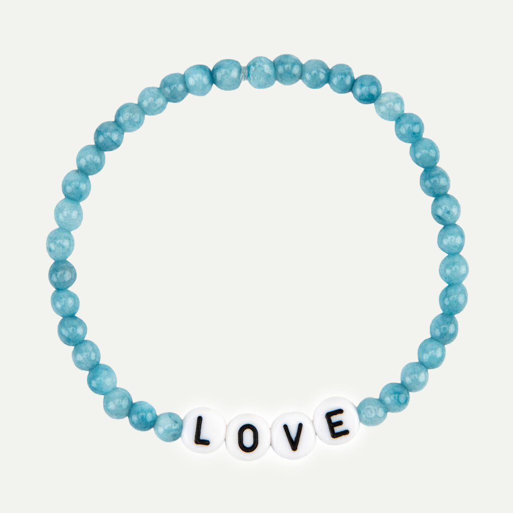 Blue Chalcedony Love Bead Bracelet