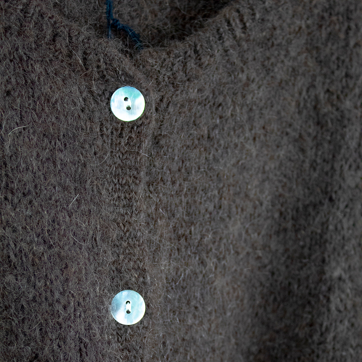 Chocolate Cropped Long Sleeve Mohair Cardigan