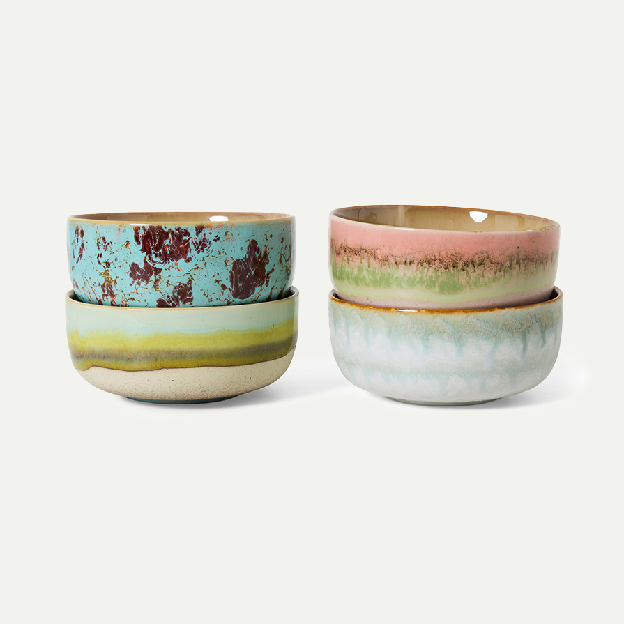 70's Ceramics Impression Dessert Bowls (set of 4)