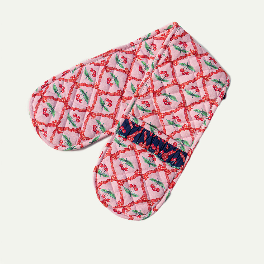 Pinky Cherry Double Oven Mitt