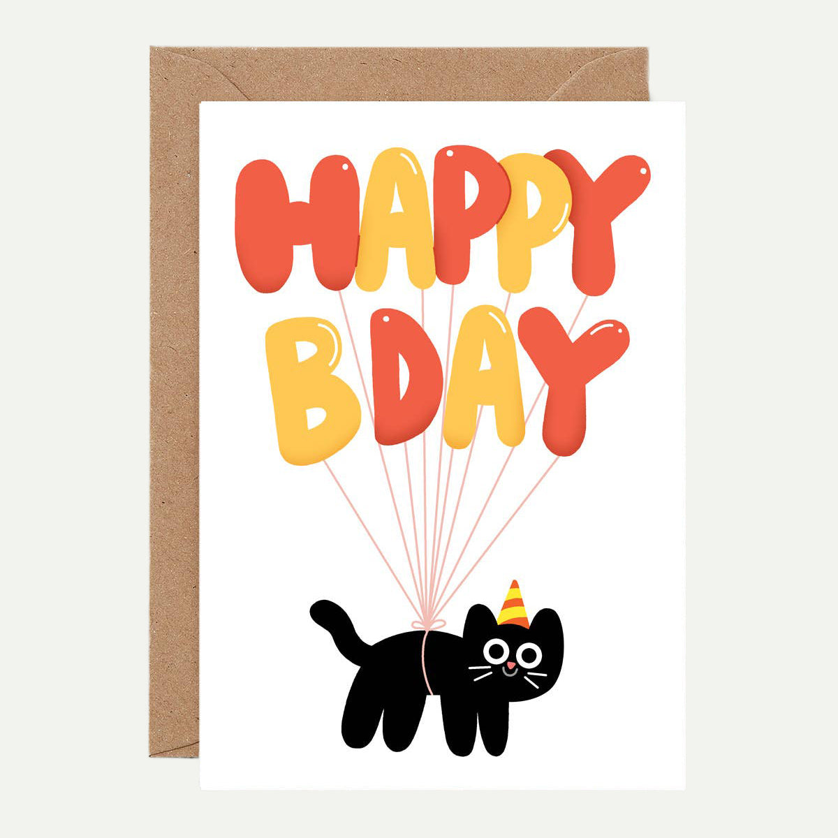 Happy Bday Cat Balloons' Greetings Card