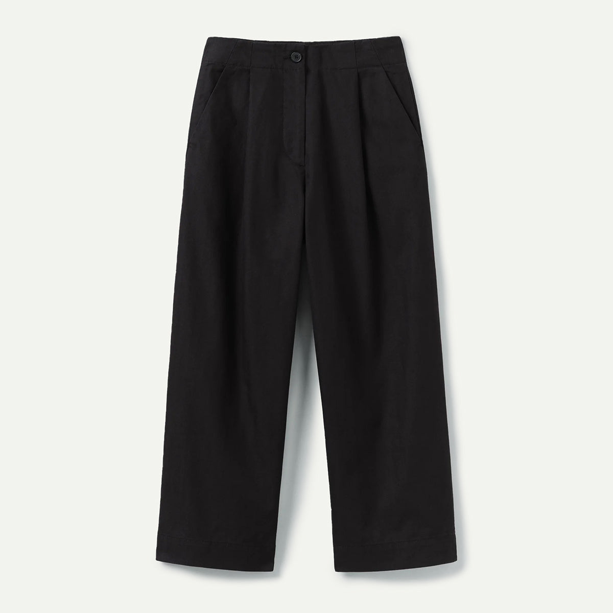 Black Herringbone Pleat Front Trousers