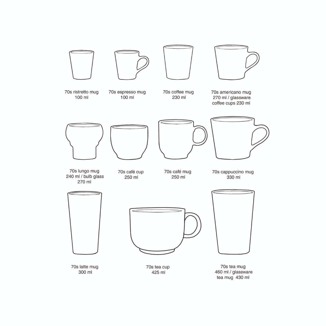 70's Ceramics Brutalism Espresso Mugs (Set of 4)