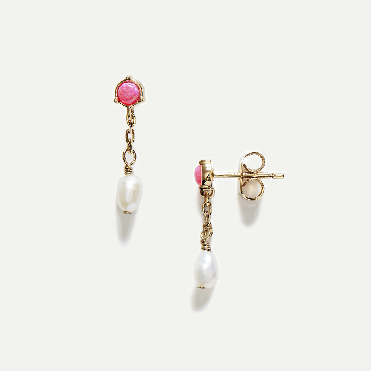 Anni Lu Pink Opal Pearly Stud Earrings
